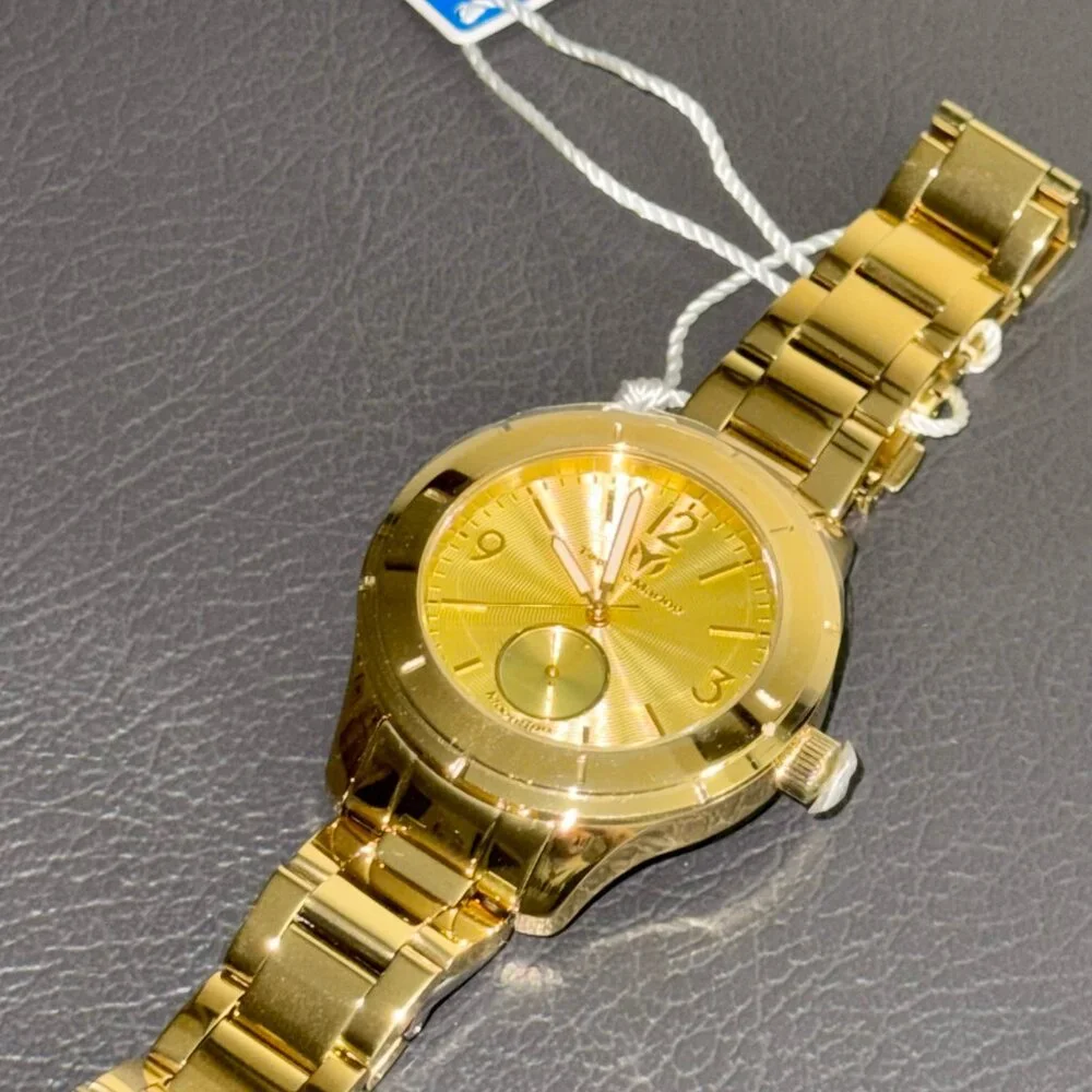 TechnoMarine Moonsun TM-117030 Gold Stainless Steel Watch 42mm NWT Box